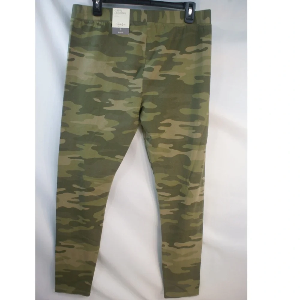 Style & Co Womens Green Camo Capri Leggings Mid Rise Size L 100122133 - Picture 4 of 8